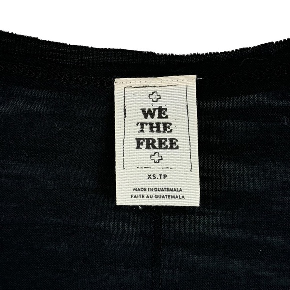 Free People We The Free Sundance Tee Top Black Slouchy V Neck Distressed Size XS - Picture 6 of 13